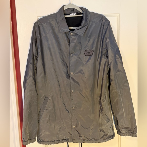 Vans Other - Vans Men's Charcoal Fleece Lined Coach’s Windbreaker Jacket